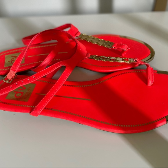 Dolce Vita Neon Red and Gold Sandals - Picture 7 of 8